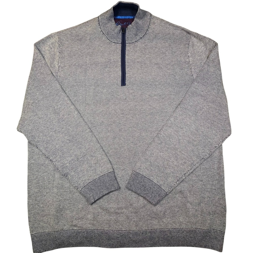 Robert Graham Shane Quarter Zip Sweater Mens 3XLT‎ Navy 1/4 Qtr Zip NWT $198